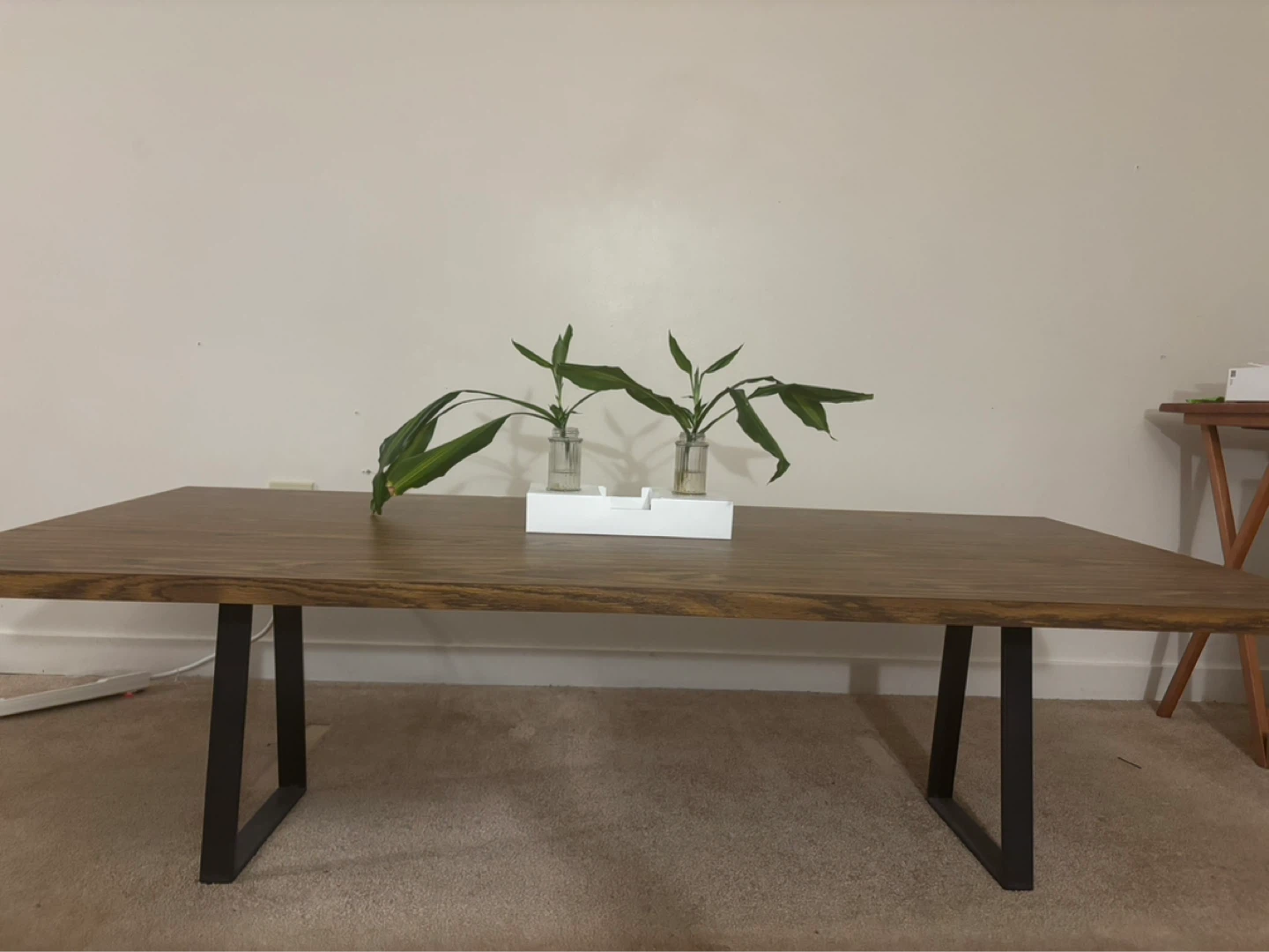 Modern Wood Coffee Table with Black Metal Legs