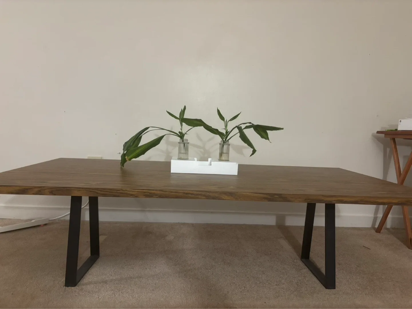 Modern Wood Coffee Table with Black Metal Legs