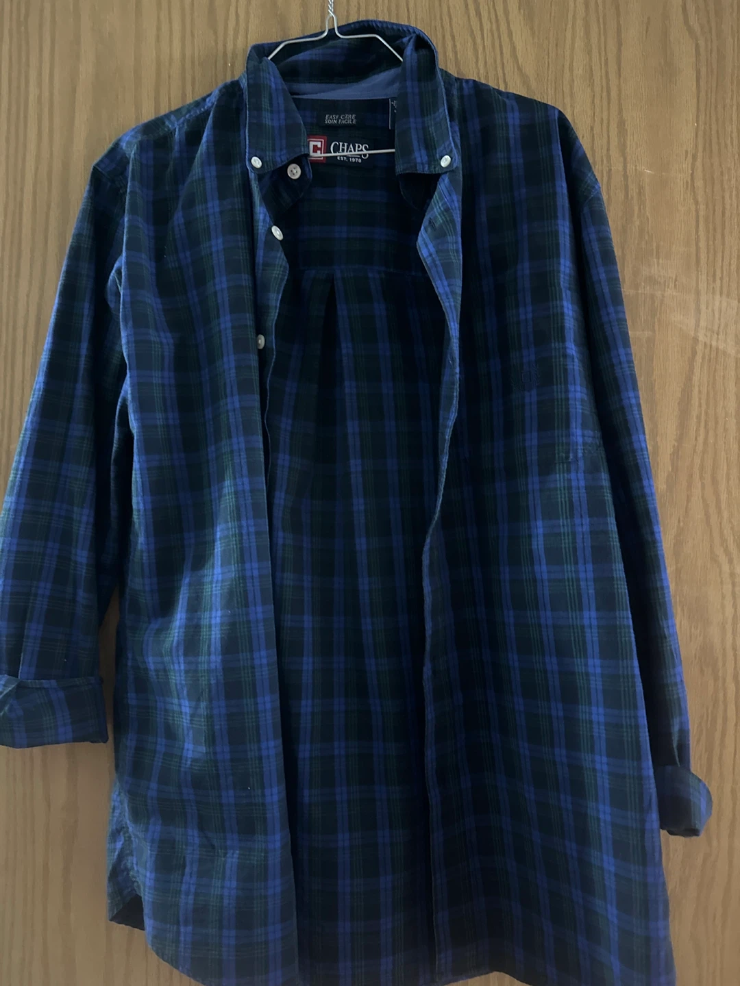 Chaps Men's Plaid Button-Up Shirt - Blue/Green - Size M