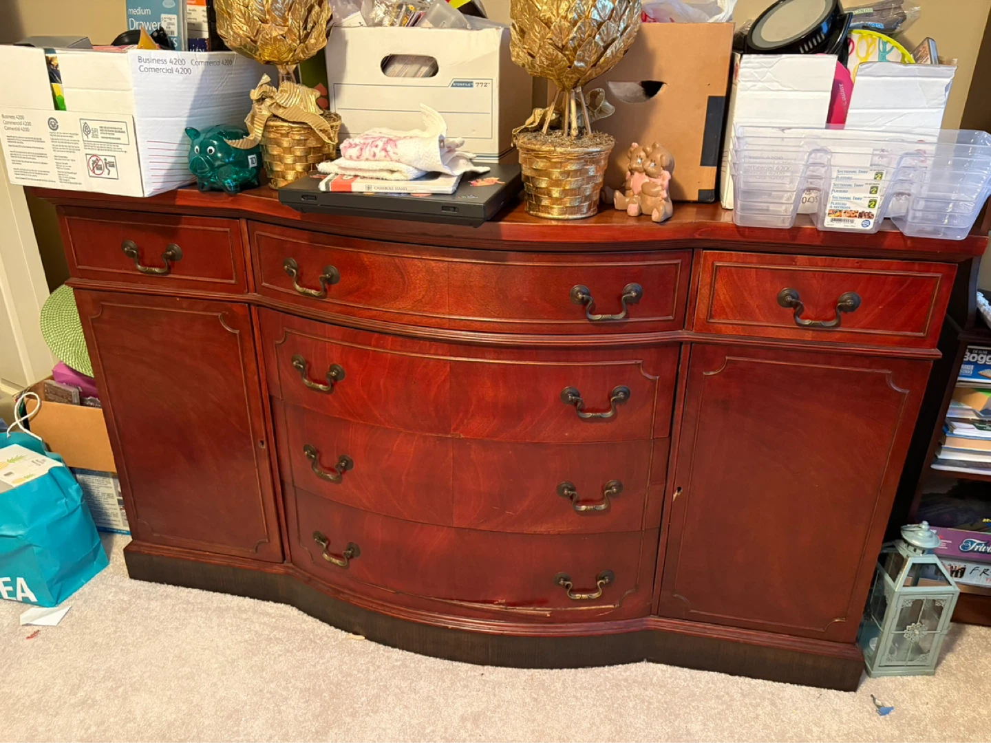 Antique Cherry Wood Sideboard Buffet