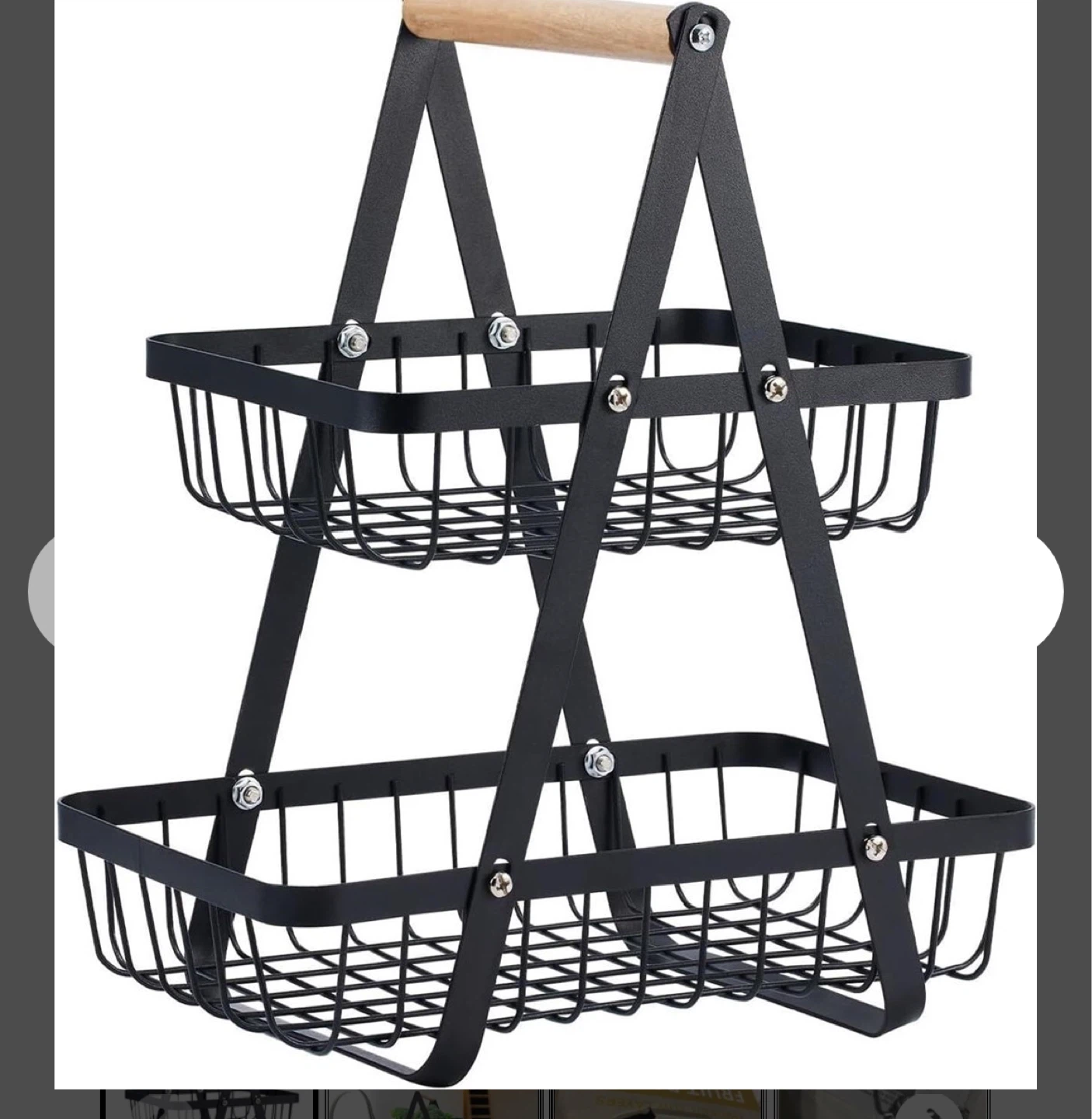 2 Tier Metal Fruit Basket with Handle