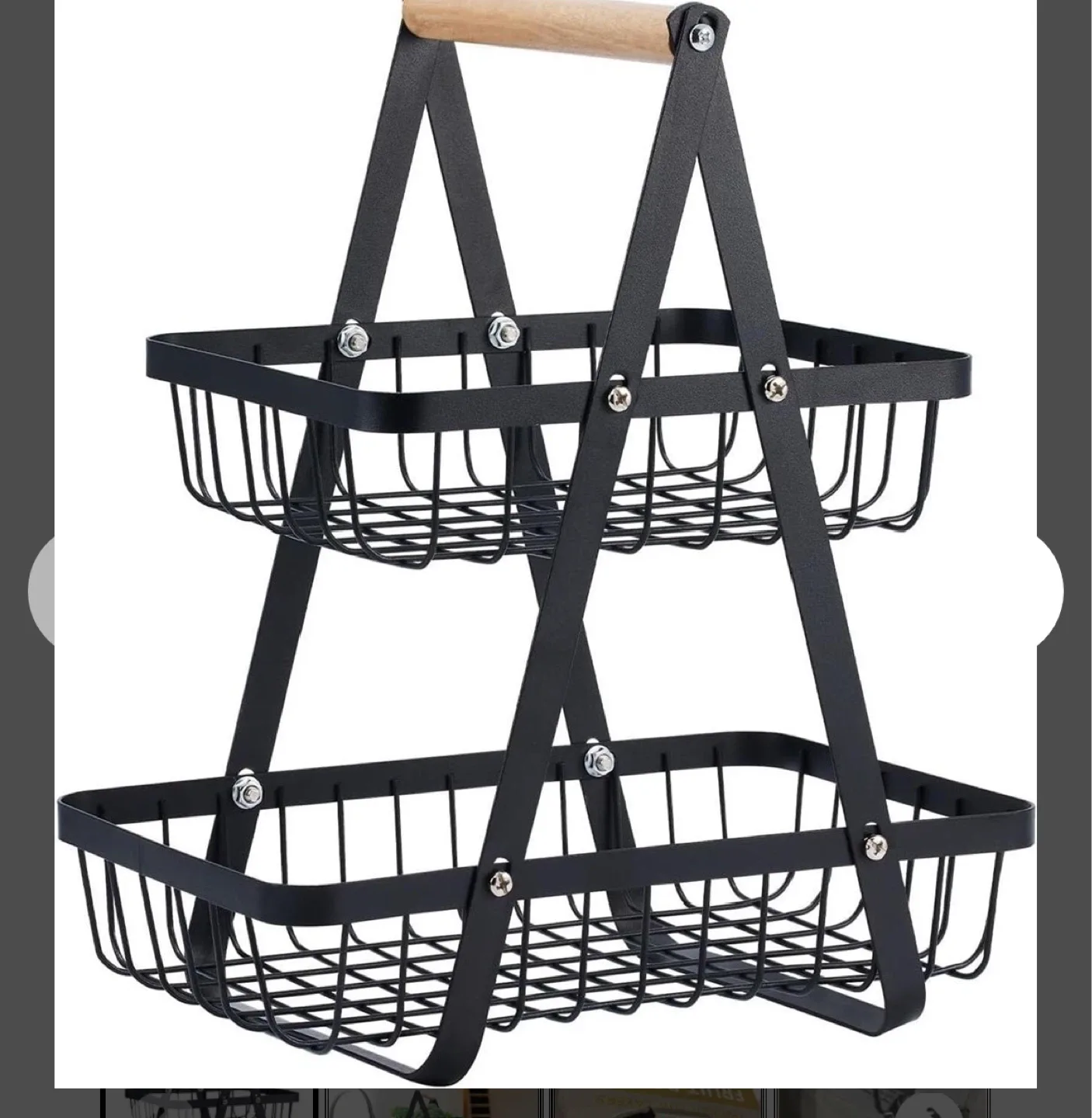 2 Tier Metal Fruit Basket with Handle