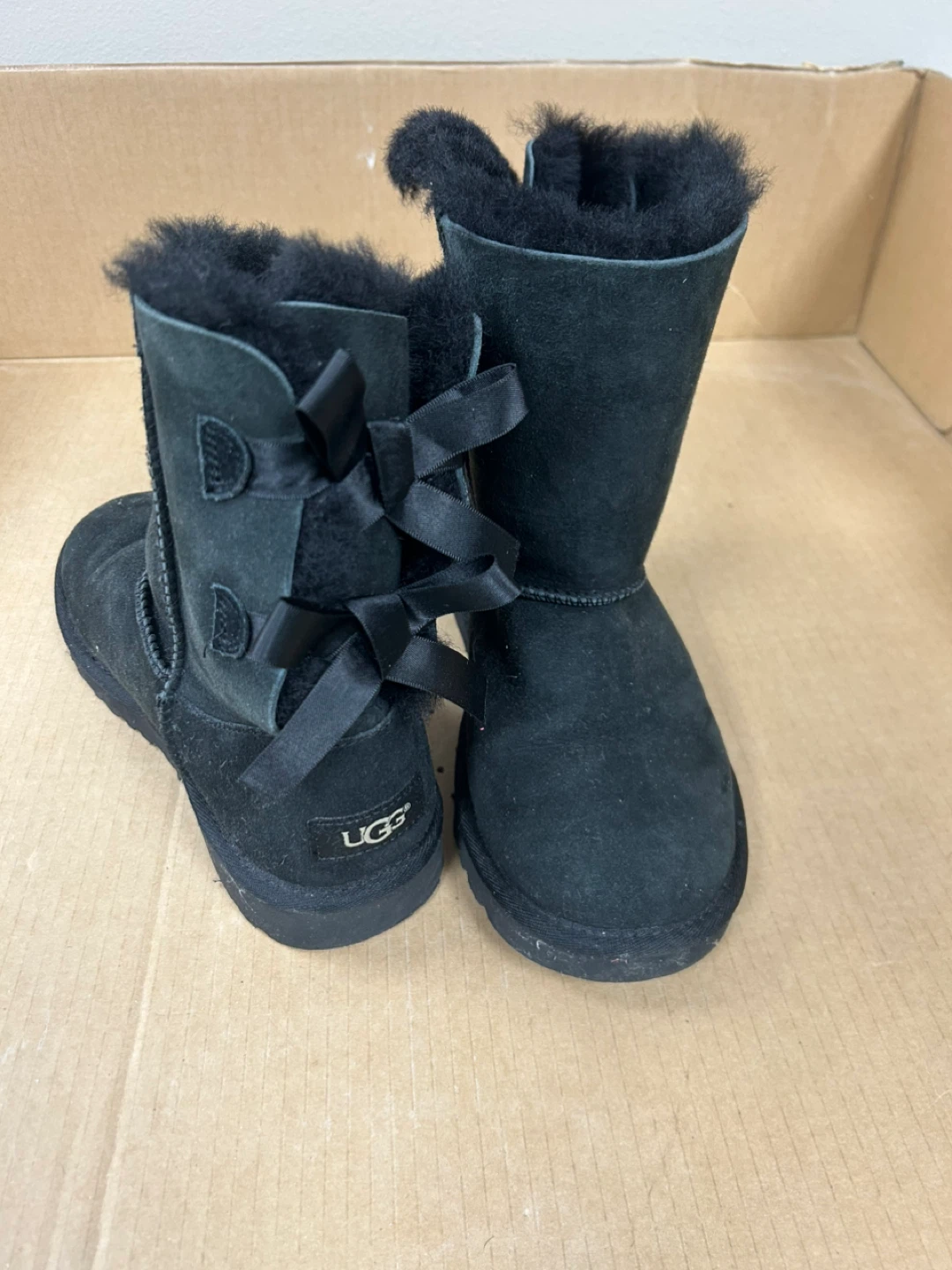UGG Australia Black Suede Boots with Bows - photo 2
