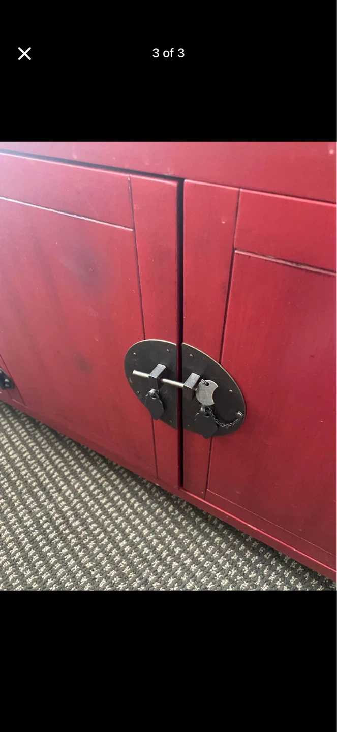 Red Cabinet with Ornate Hardware - photo 2