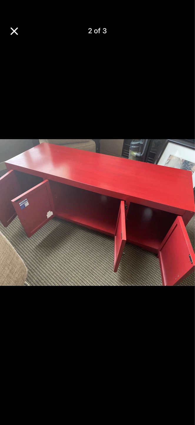Red Cabinet with Ornate Hardware - photo 3