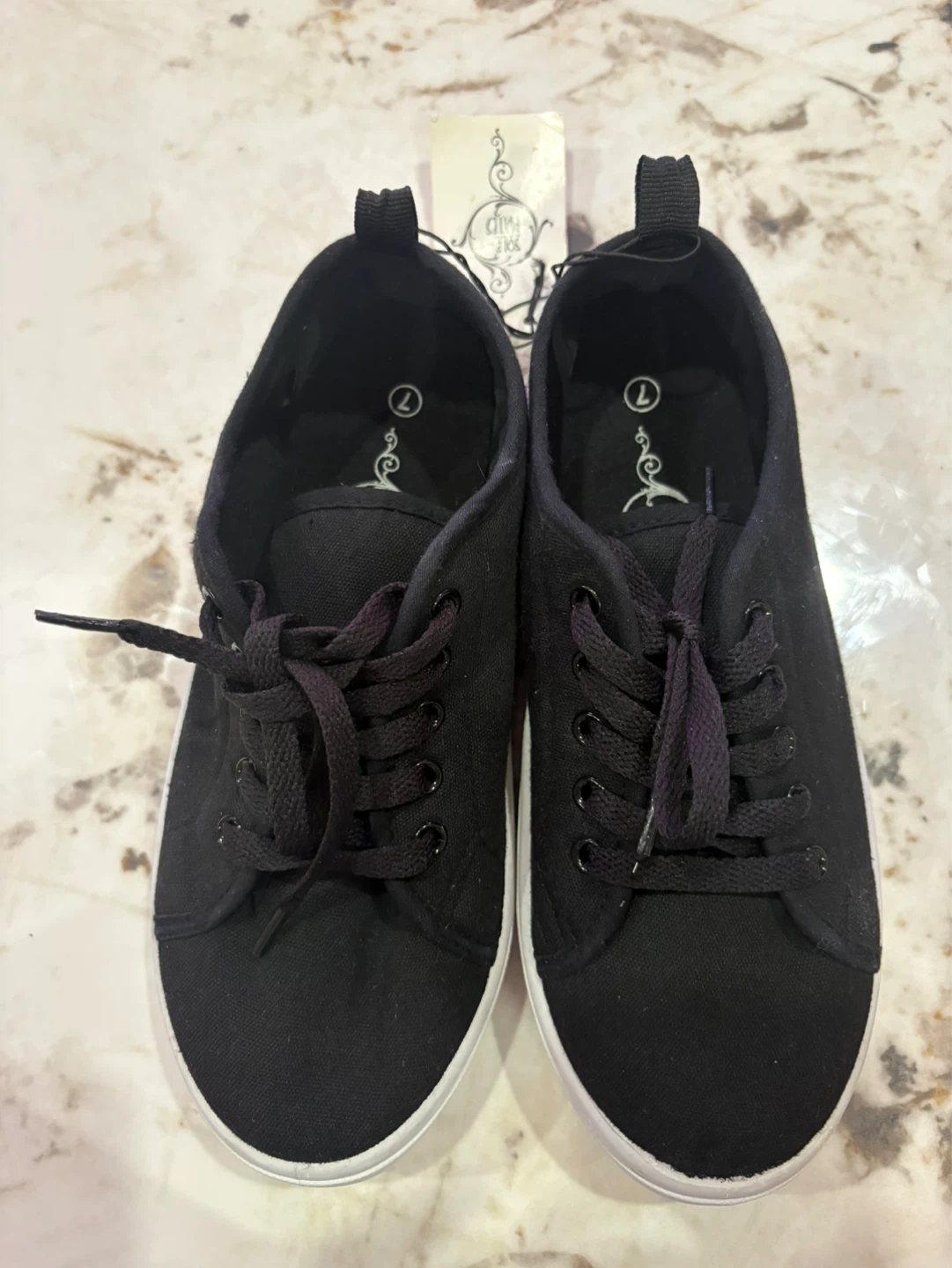 Black Canvas Sneakers - Size 7