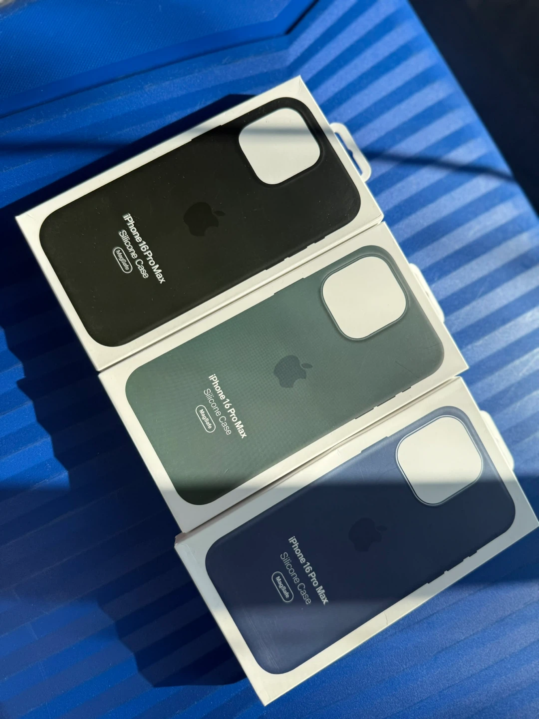 Apple iPhone 16 Pro Max Silicone Cases (Black, Green, Blue)