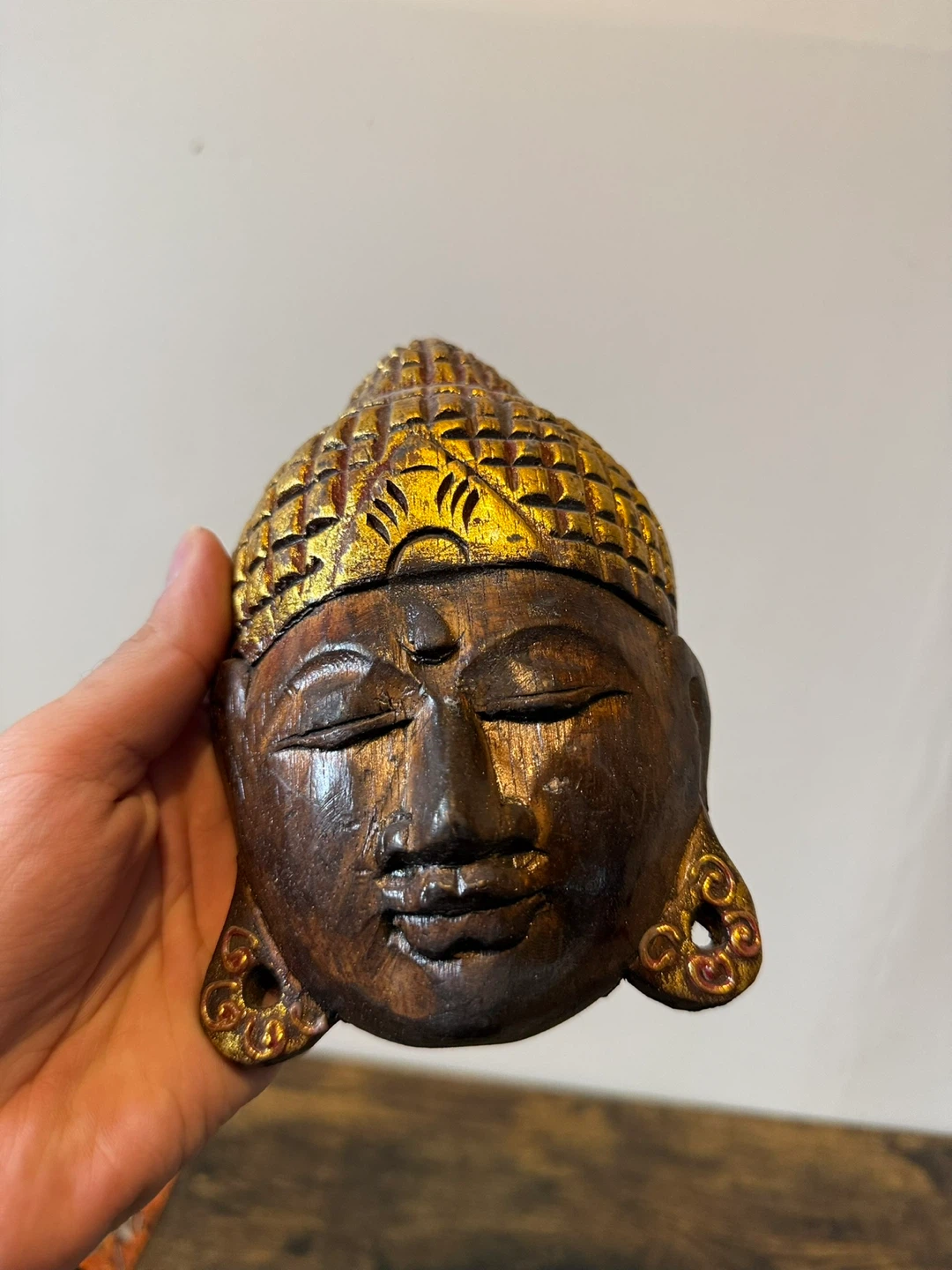 Wooden Buddha Head Decor