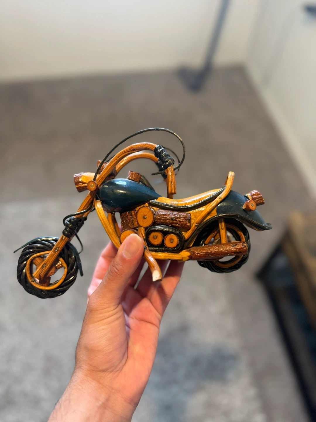 Wooden Motorcycle Figurine