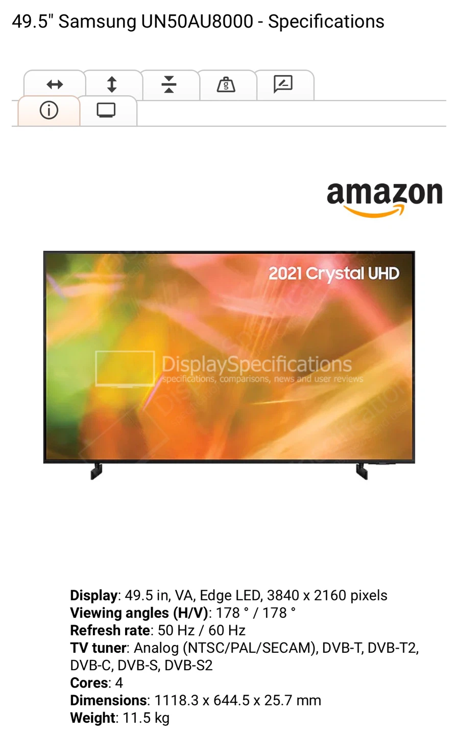Samsung UN50AU8000 50" Crystal UHD 4K Smart TV - photo 3