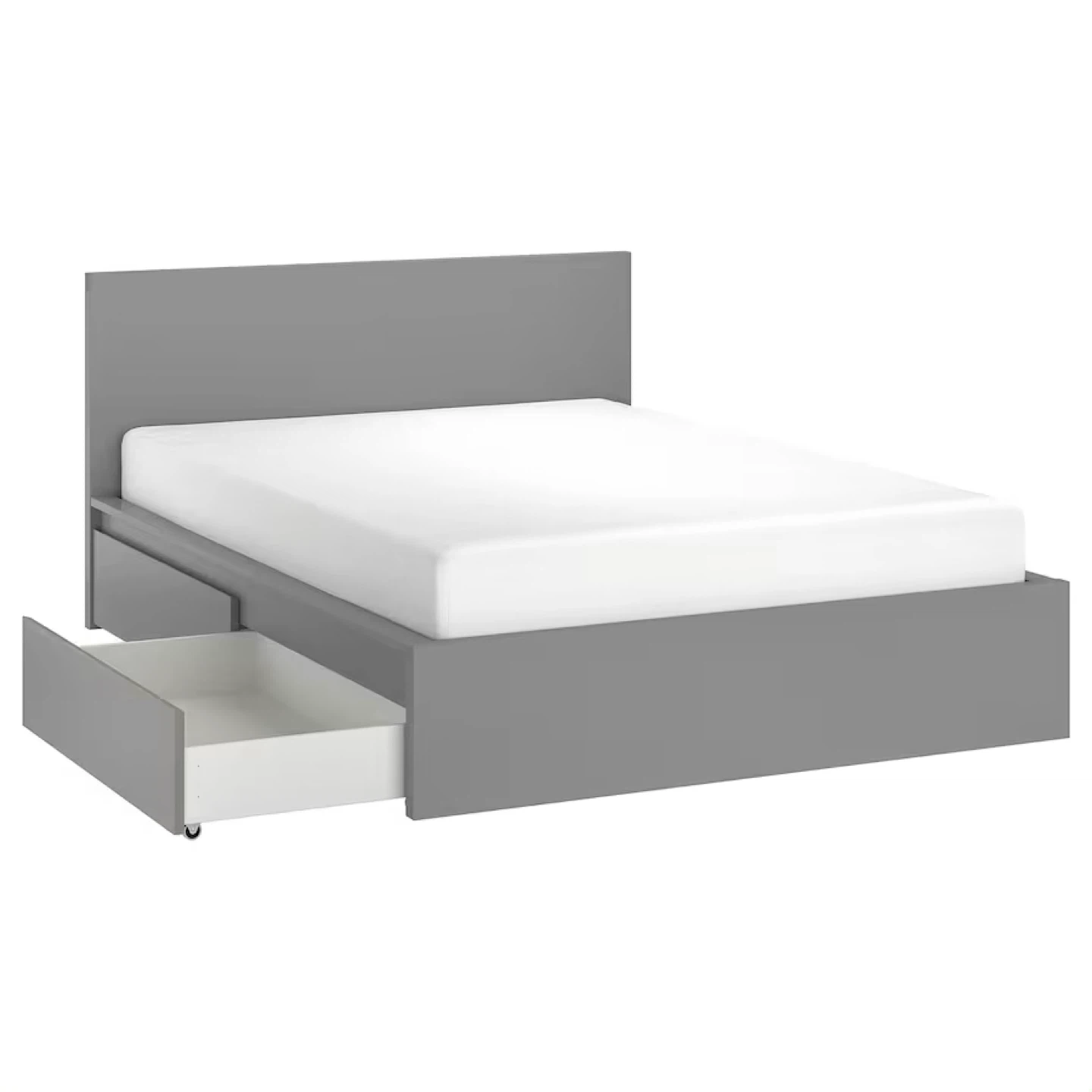 Malm IKEA Grey Queen Size Bed Frame with 2 Drawers - photo 2