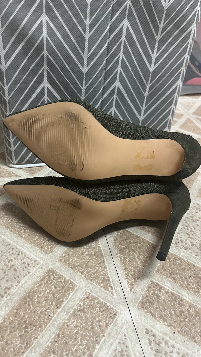 DESIGN LAB Lord & Taylor Knit Heeled Ankle Boots - Olive Green - photo 2