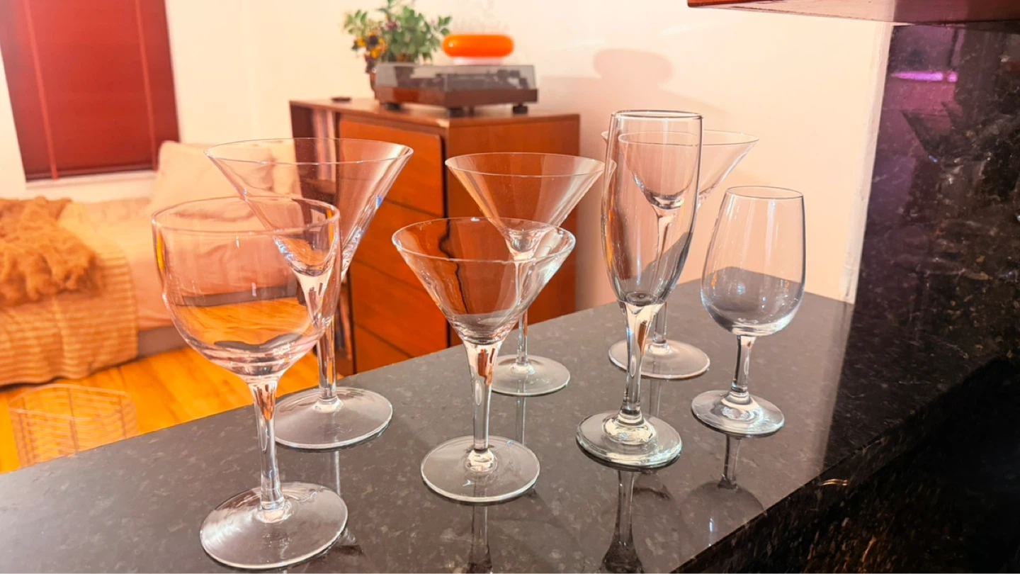 Curated Barware Glass Set – Martini, Champagne & Wine Glasses
