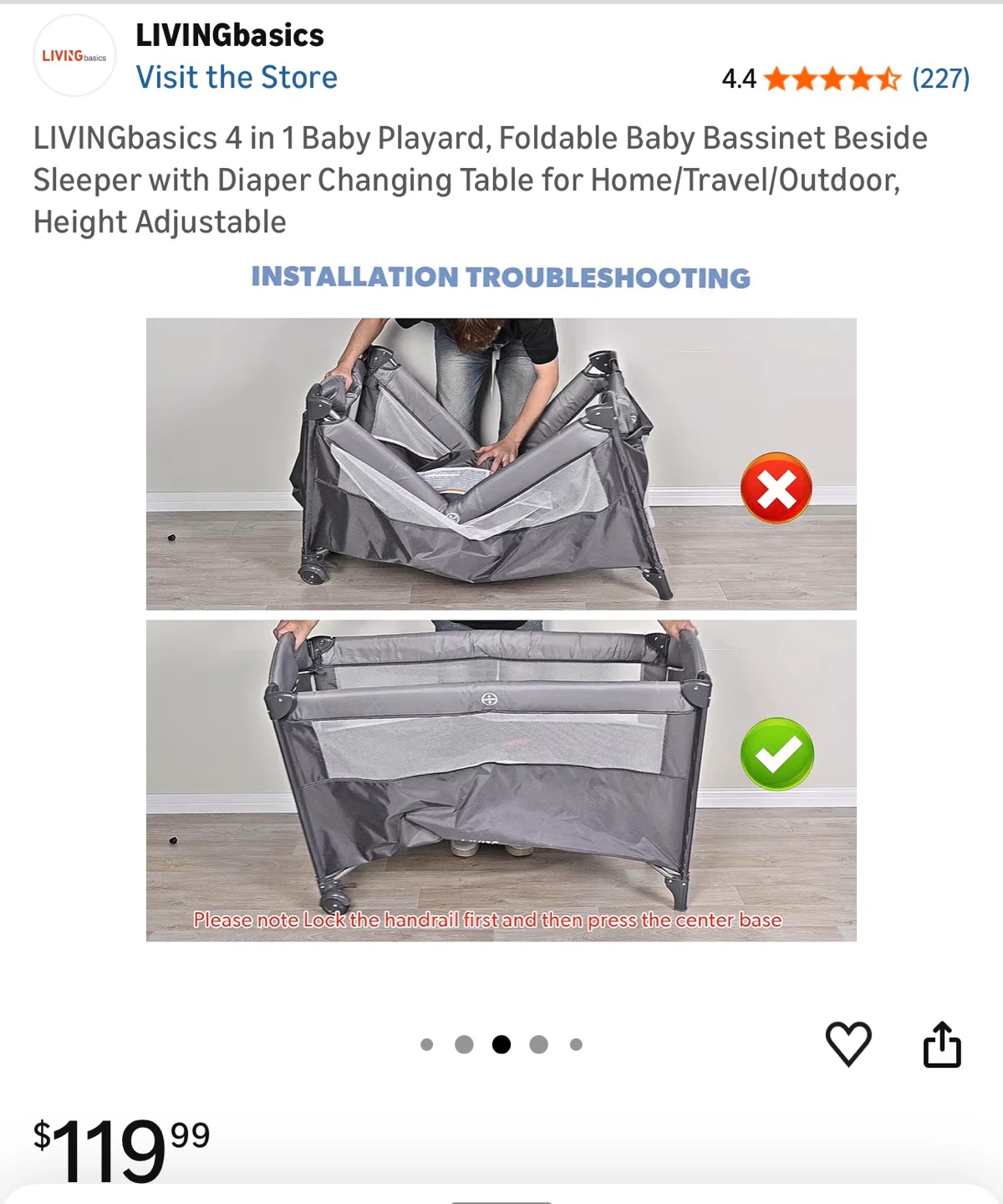 LIVINGbasics 4-in-1 Baby Playard Bassinet with Changing Table - photo 2