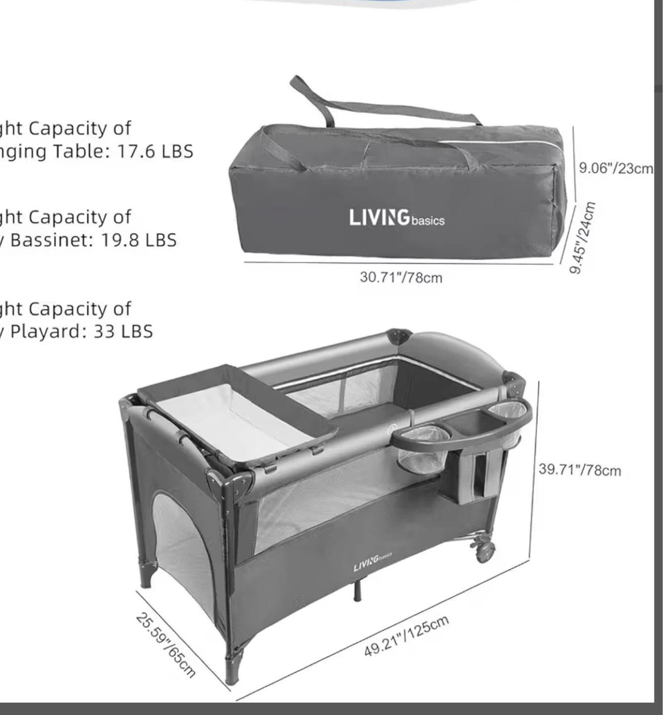 LIVINGbasics 4-in-1 Baby Playard Bassinet with Changing Table - photo 4