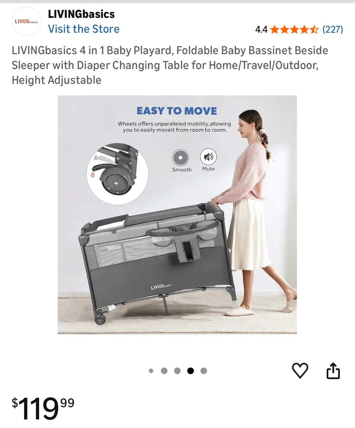 LIVINGbasics 4-in-1 Baby Playard Bassinet with Changing Table - photo 3