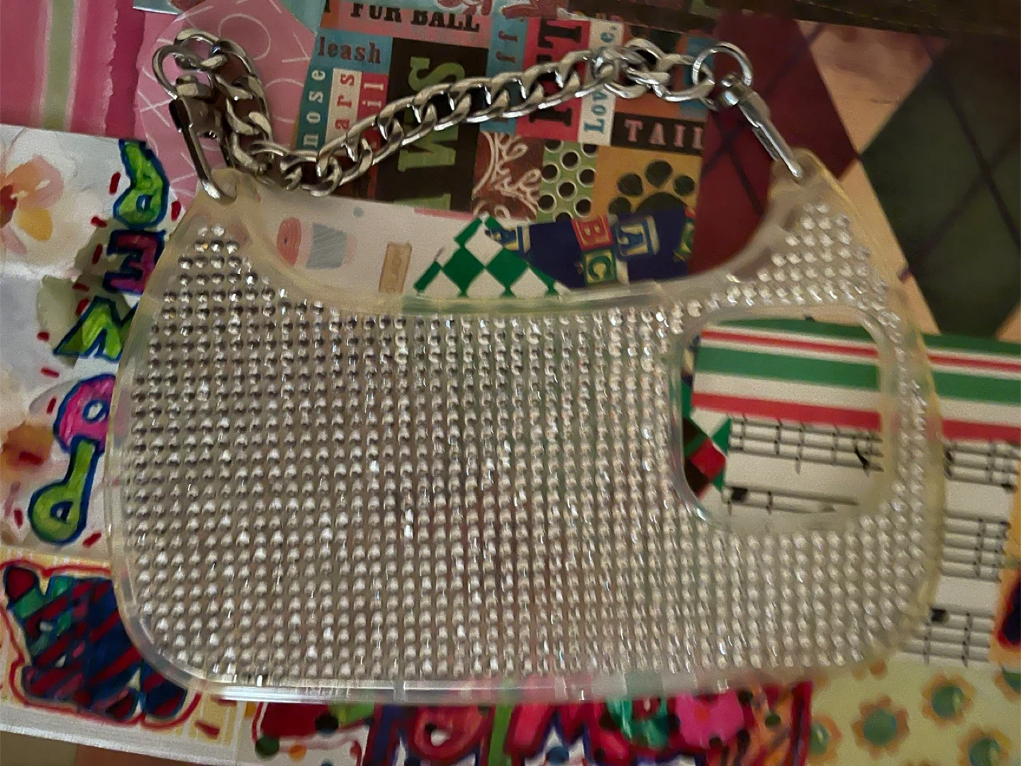 Rhinestone Phone Case with Chain Handle - photo 3