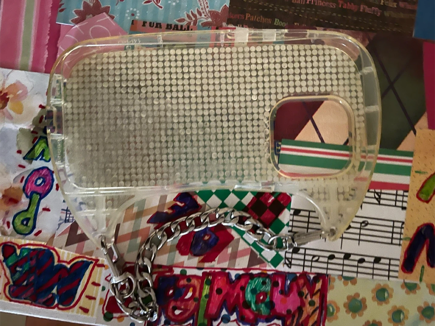 Rhinestone Phone Case with Chain Handle - photo 2