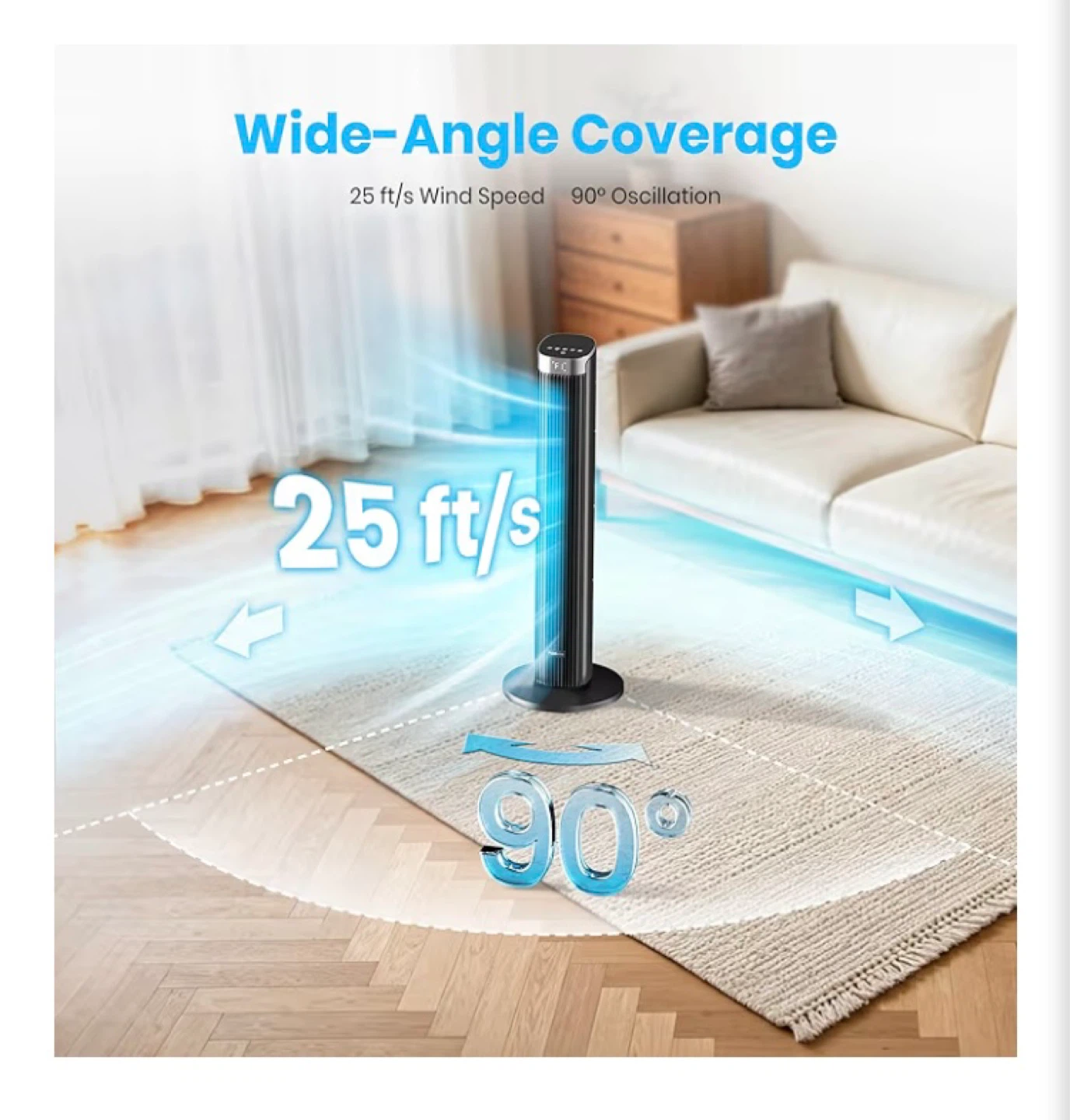 36" Smart Tower Fan with Voice Control - Black - photo 2