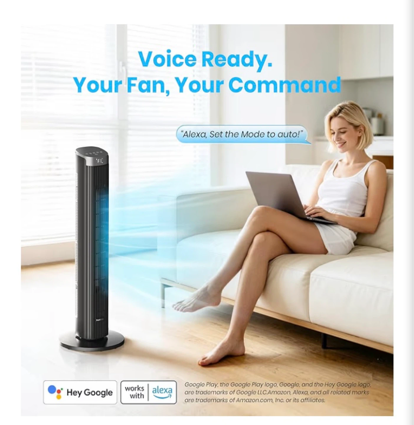 36" Smart Tower Fan with Voice Control - Black - photo 3