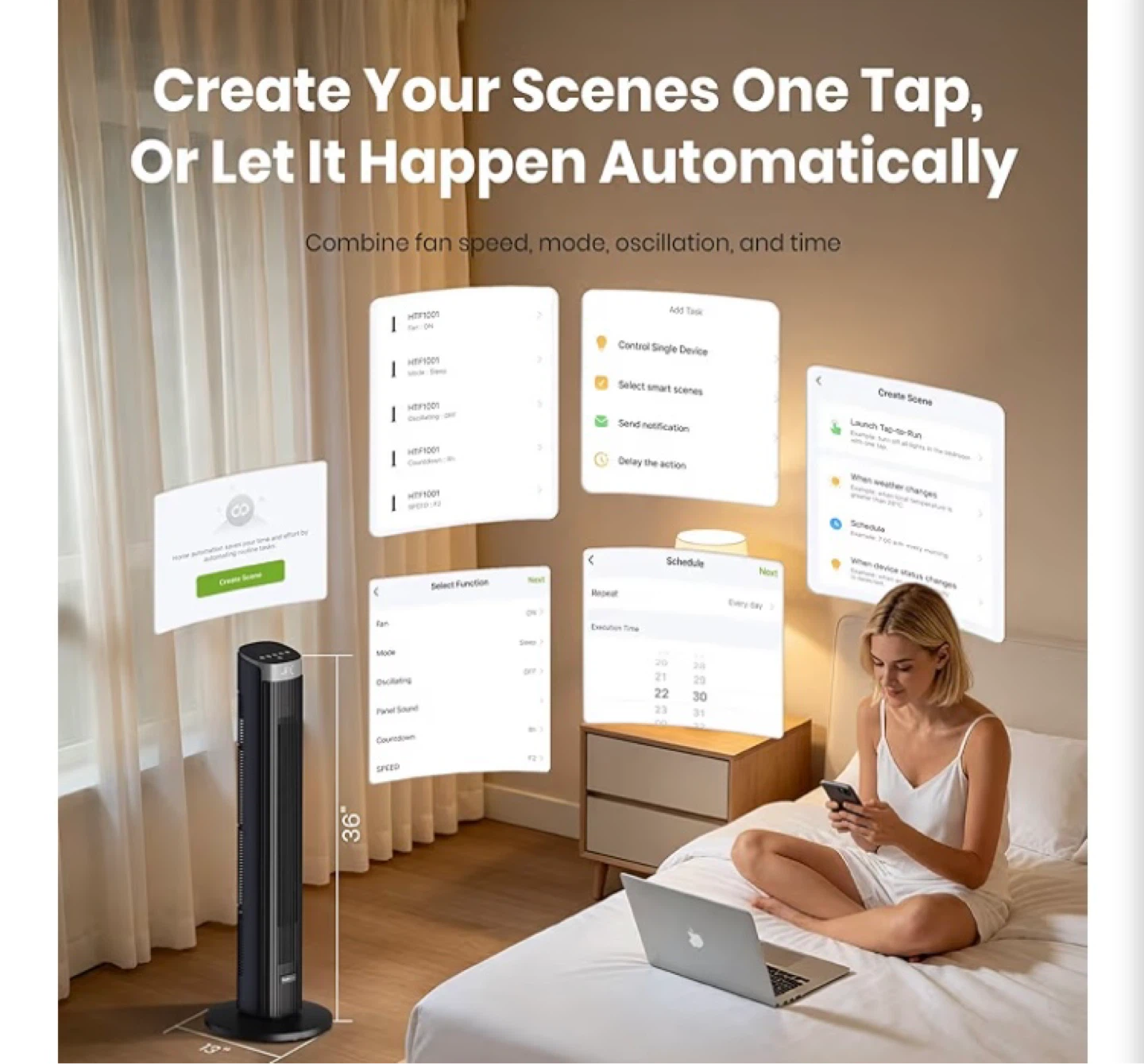 36" Smart Tower Fan with Voice Control - Black - photo 5