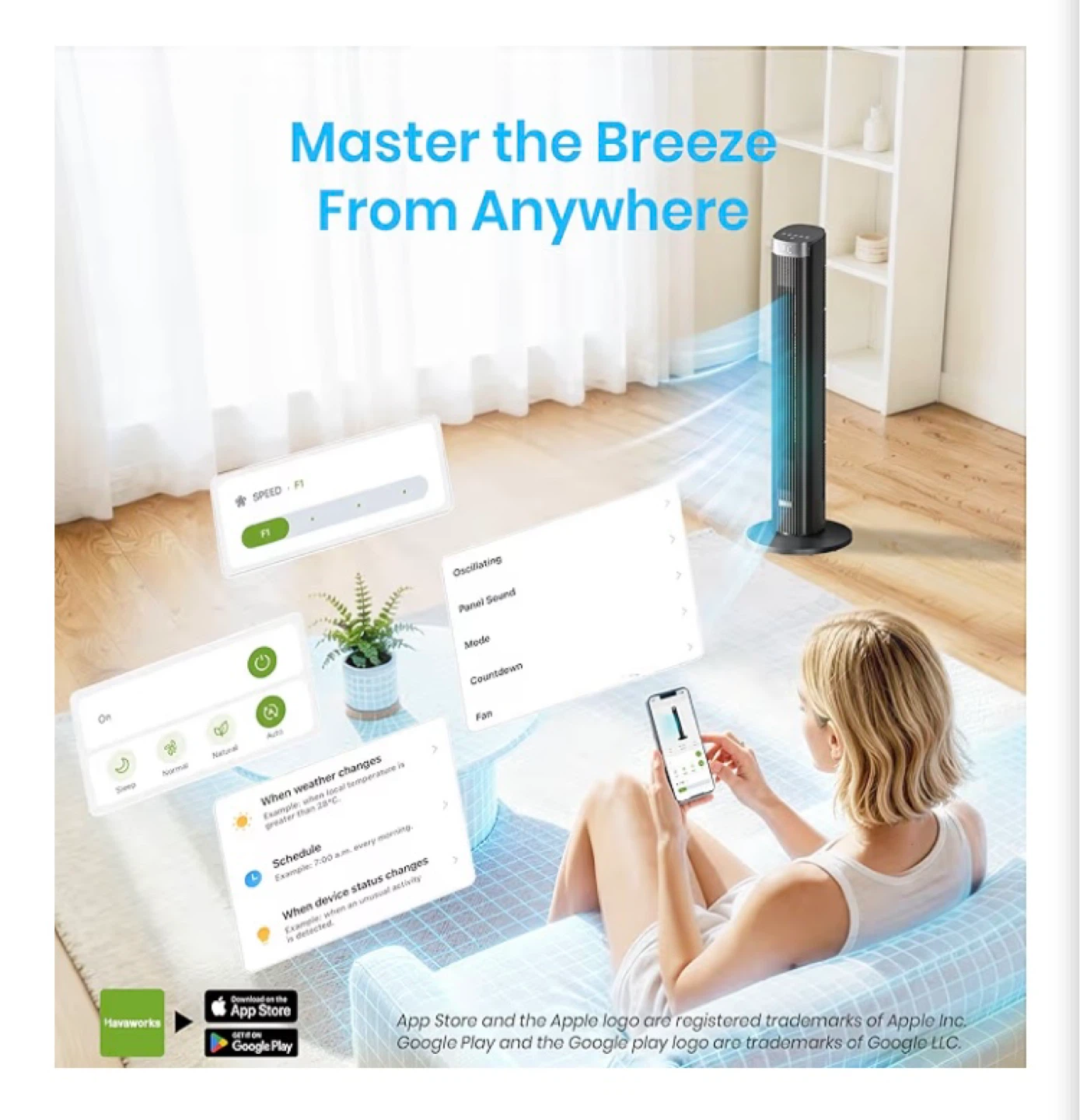 36" Smart Tower Fan with Voice Control - Black - photo 4