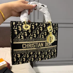 Christian Dior Canvas Monogram Top Handle Bag