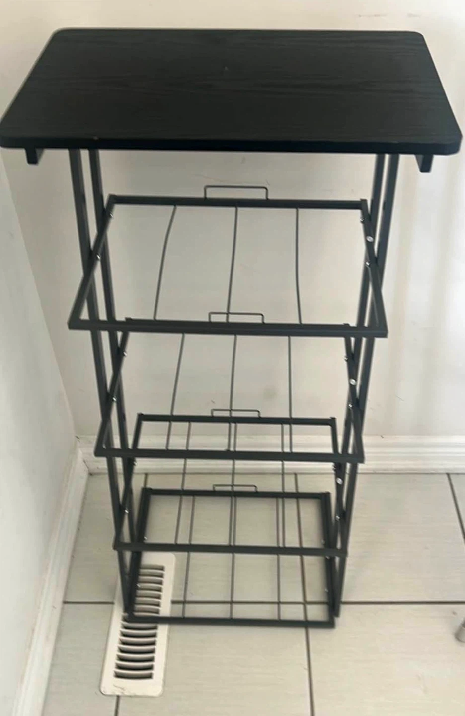 Black Standing Desk with Magazine Rack Storage