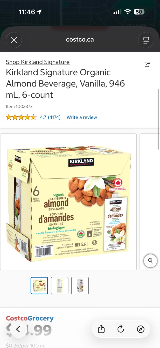 Kirkland Signature Organic Almond Beverage, Vanilla, 6-count - photo 4