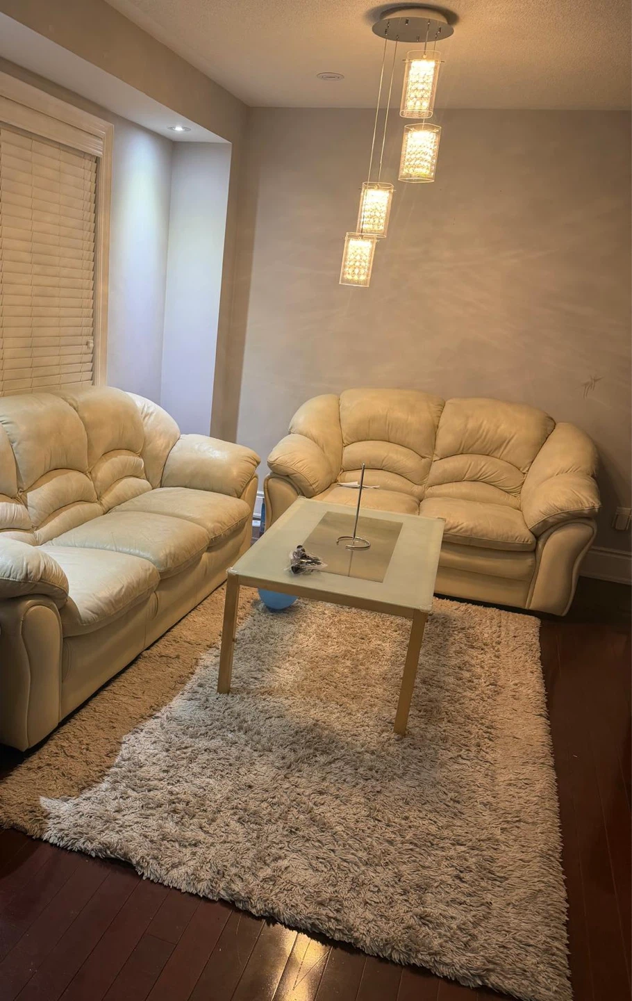 Cream Leather Sofa Set