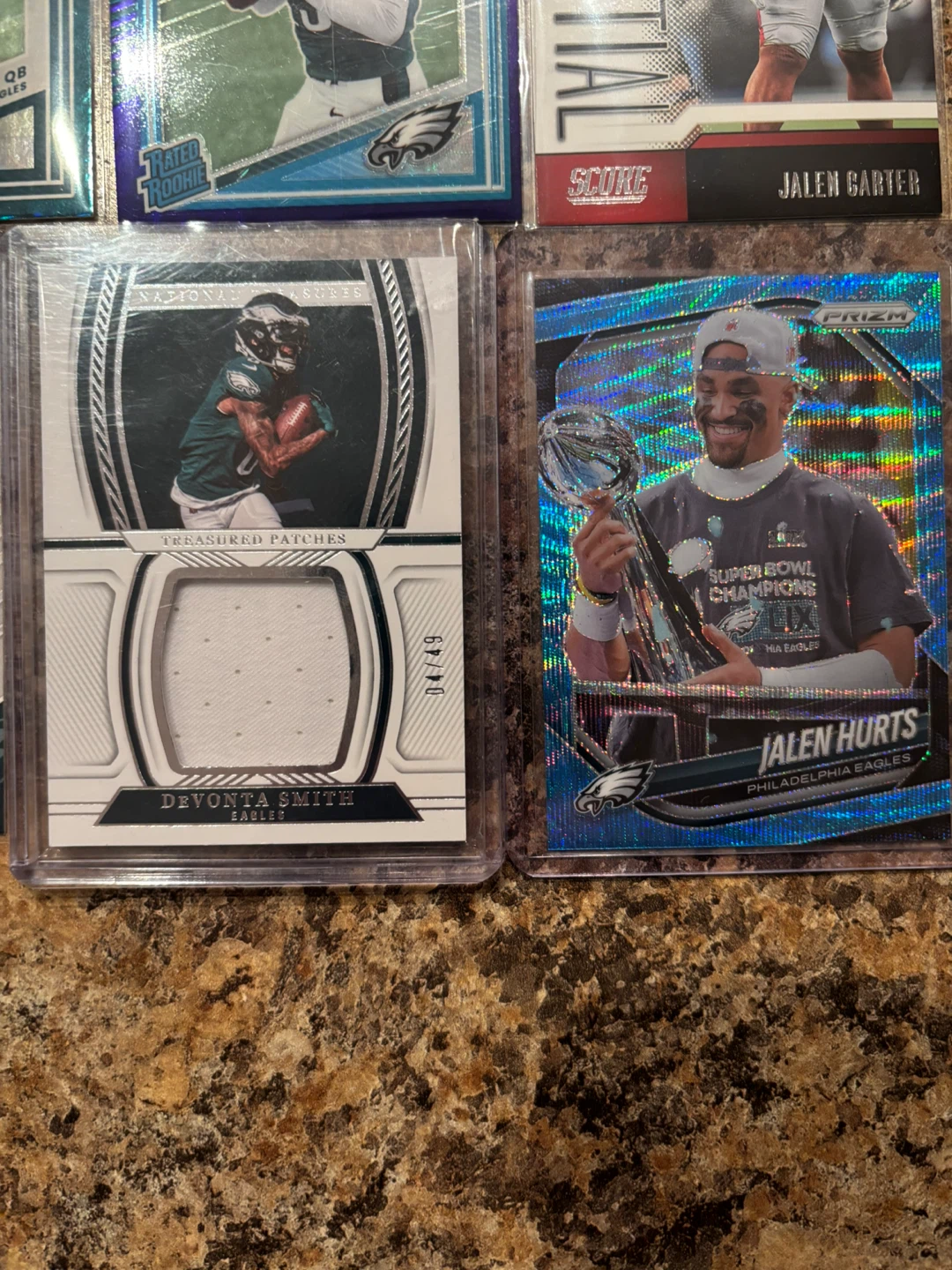 Devonta Smith Patch /49 Jalen Hurts SB MVP Blue Wave /230 - photo 2