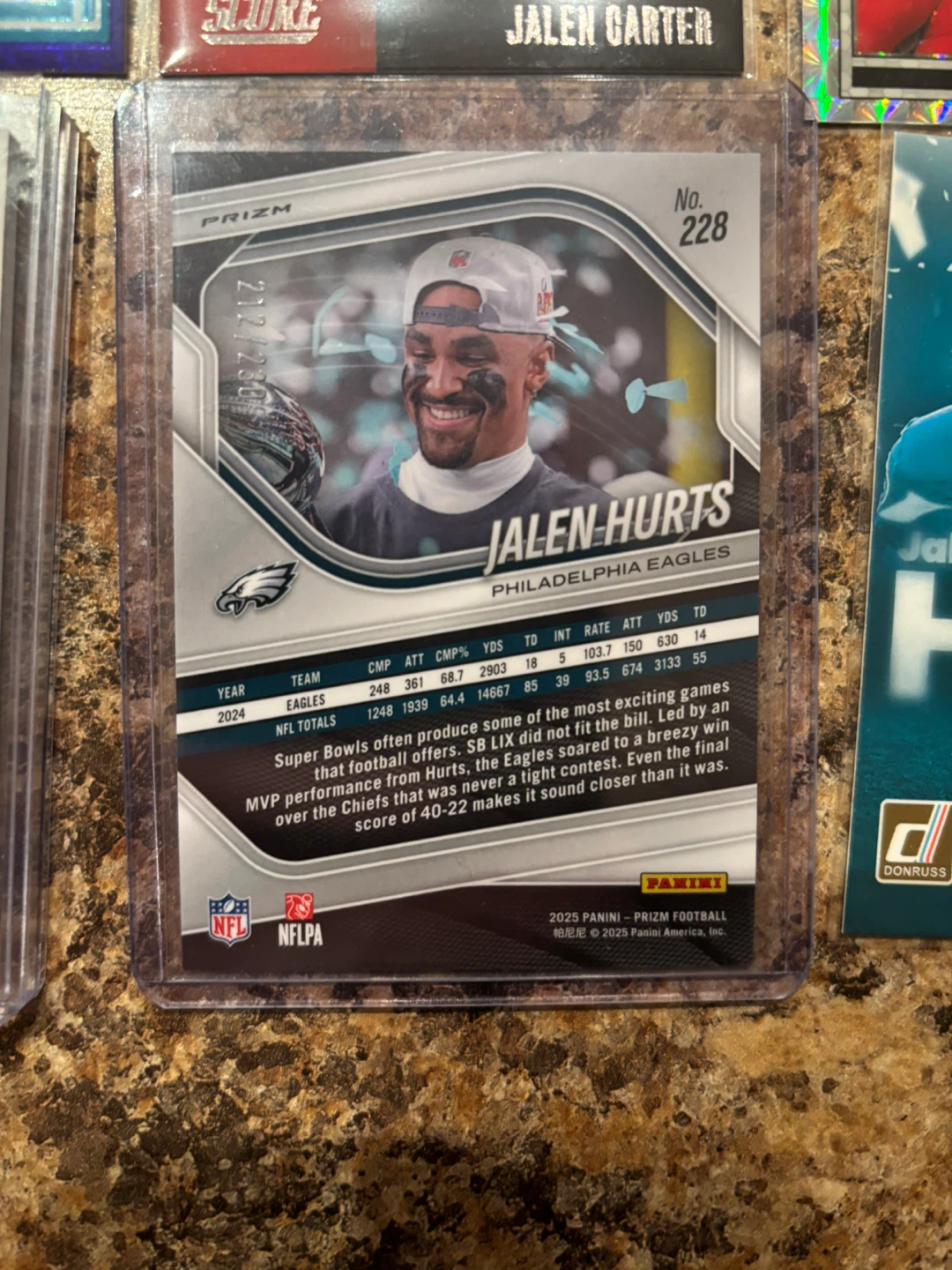 Devonta Smith Patch /49 Jalen Hurts SB MVP Blue Wave /230 - photo 3
