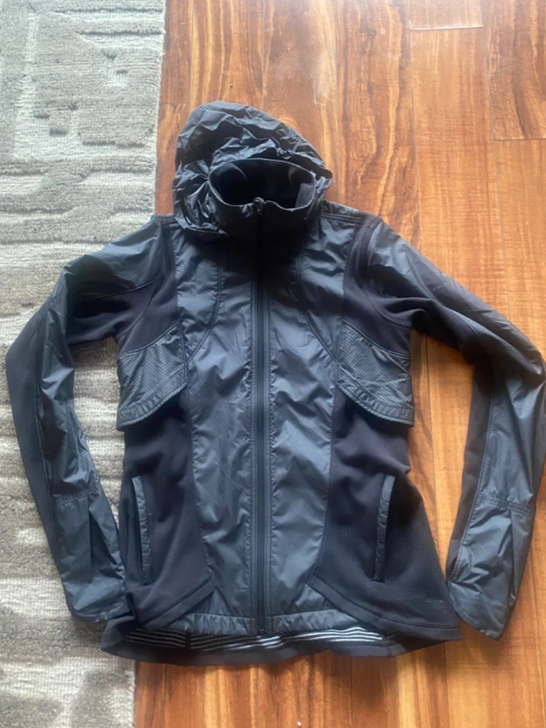 Lululemon Black Hooded Running Jacket