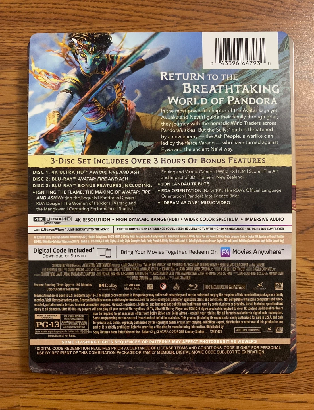 Avatar: Fire and Ash (LE Collectible Steelbook) 4K UHD Blu-ray… - photo 2