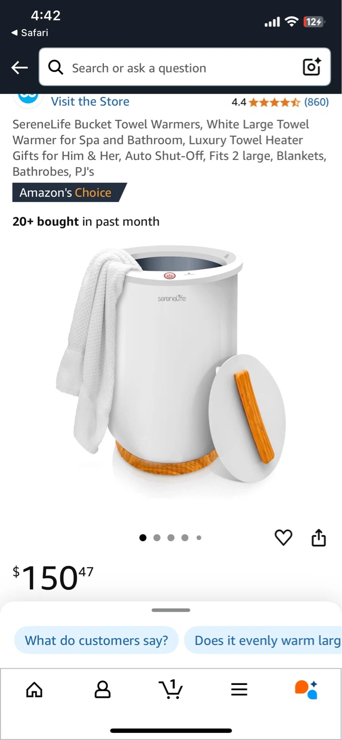 SereneLife White Large Bucket Towel Warmer