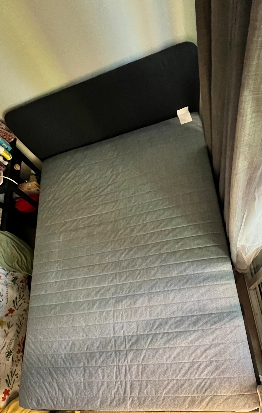 Grey Upholstered Twin Bed Frame with Headboard - photo 2