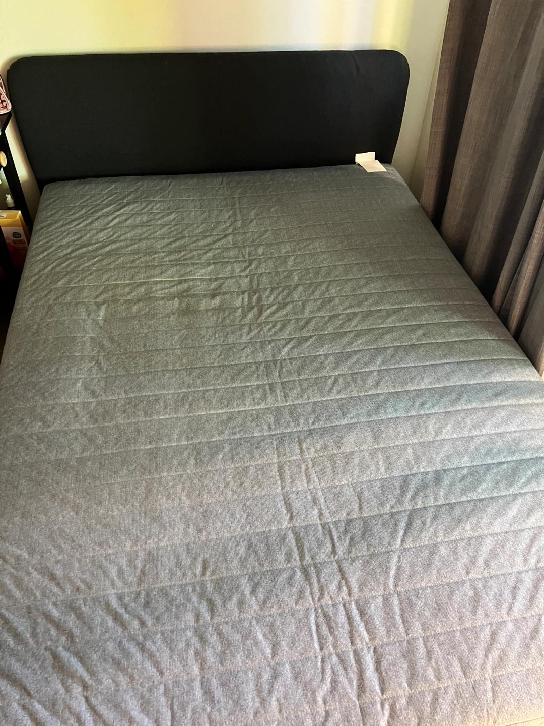 Grey Upholstered Twin Bed Frame with Headboard - photo 3