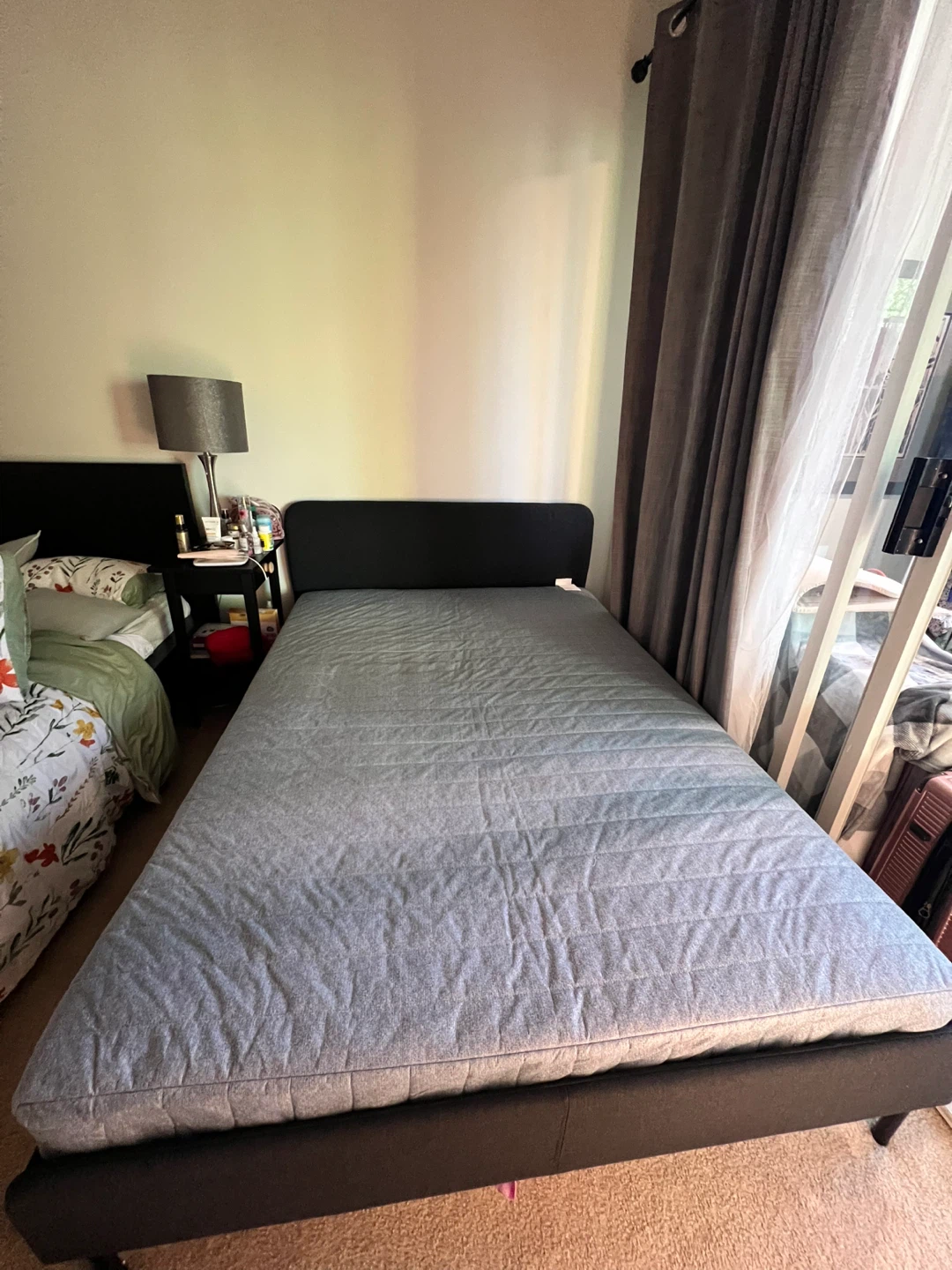 Grey Upholstered Twin Bed Frame with Headboard - photo 5