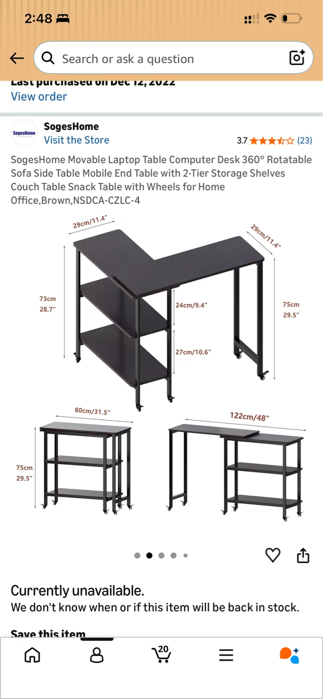 SogesHome Movable Laptop Table Computer Desk with Wheels - photo 2