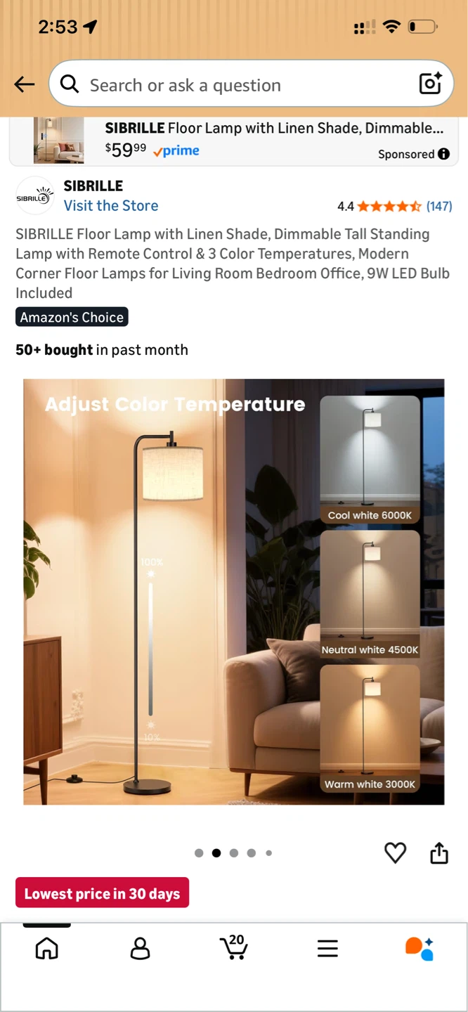 SIBRILLE Floor Lamp with Linen Shade