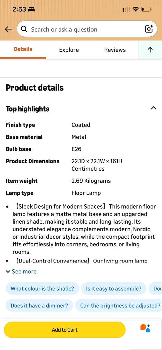 SIBRILLE Floor Lamp with Linen Shade - photo 2