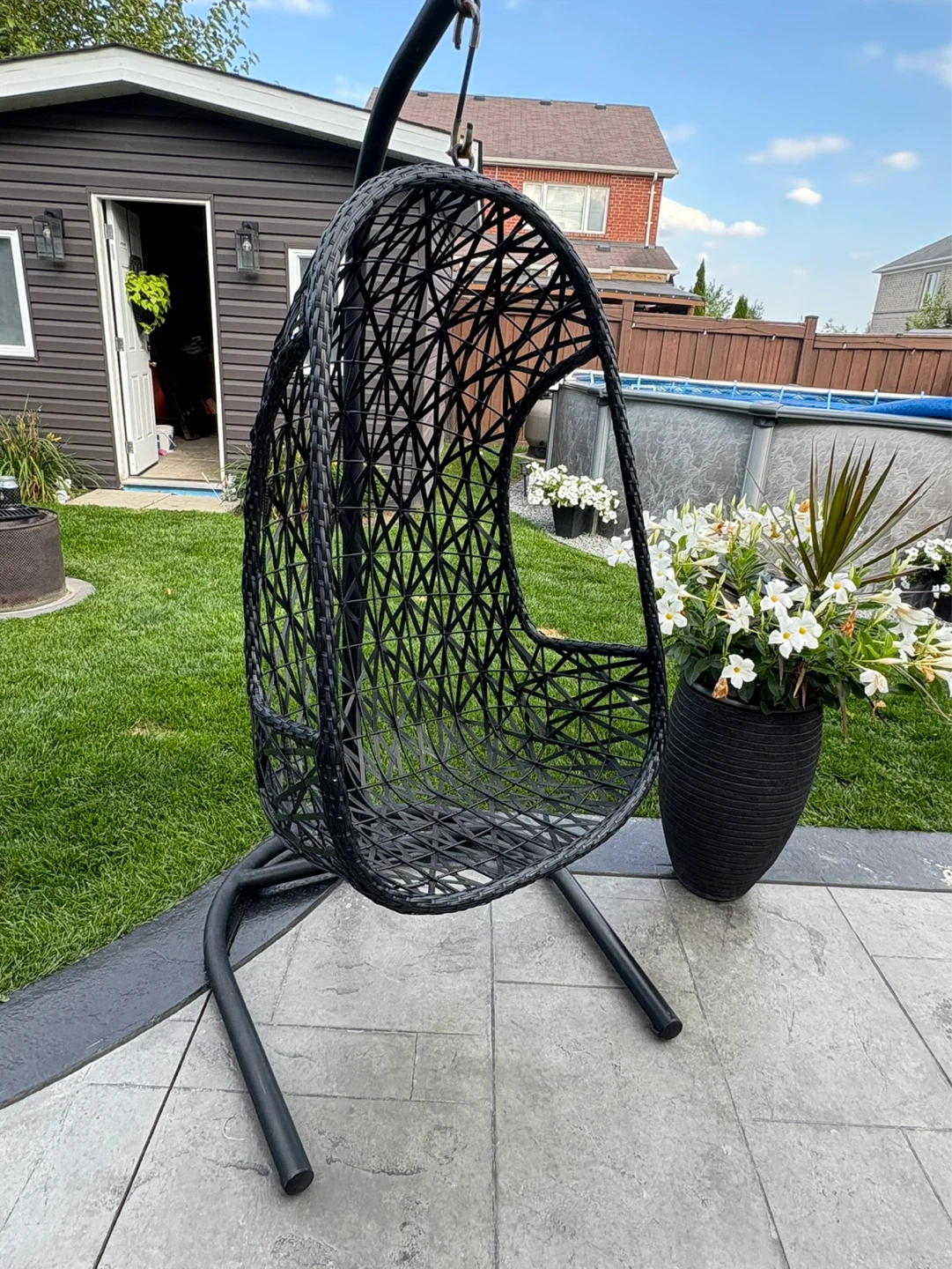Black Hanging Egg Chair with Cushion