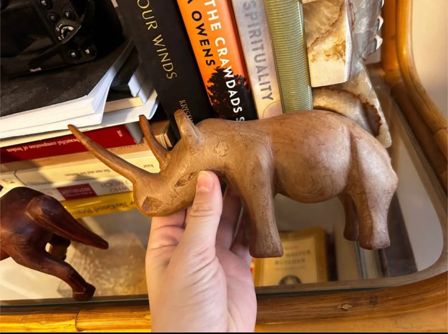 Carved wooden rhinoceros figurine - photo 3
