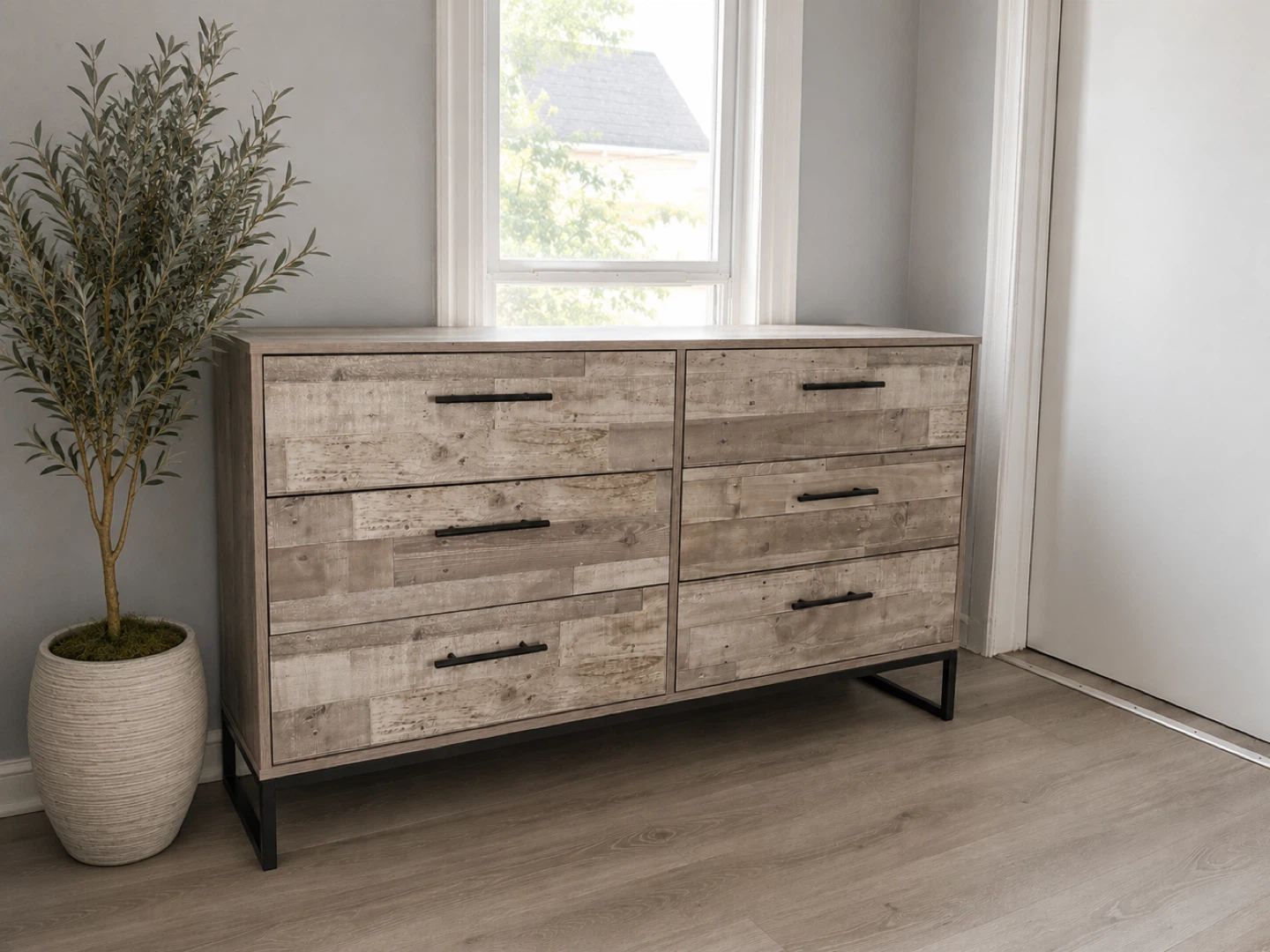 Rustic Wood 6-Drawer Dresser