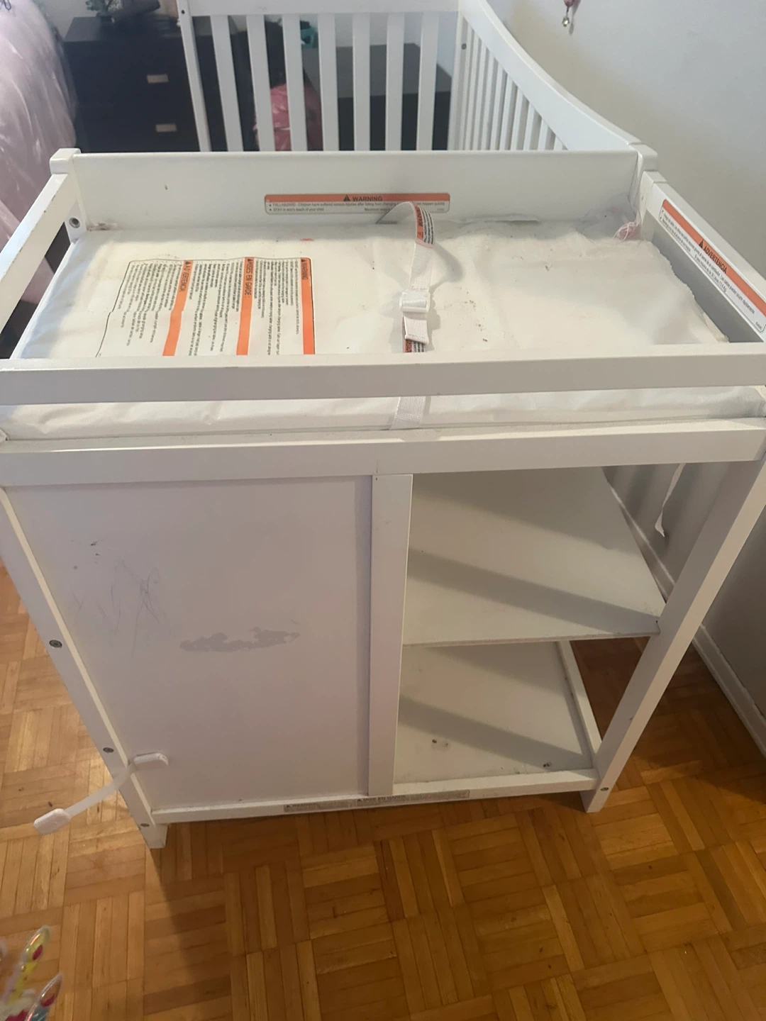 White Baby Crib with Changing Station and Drawers - photo 3