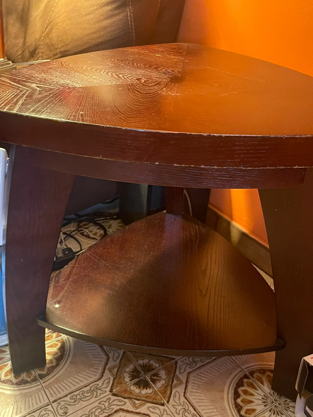 Corner Accent Table - Dark Wood Finish