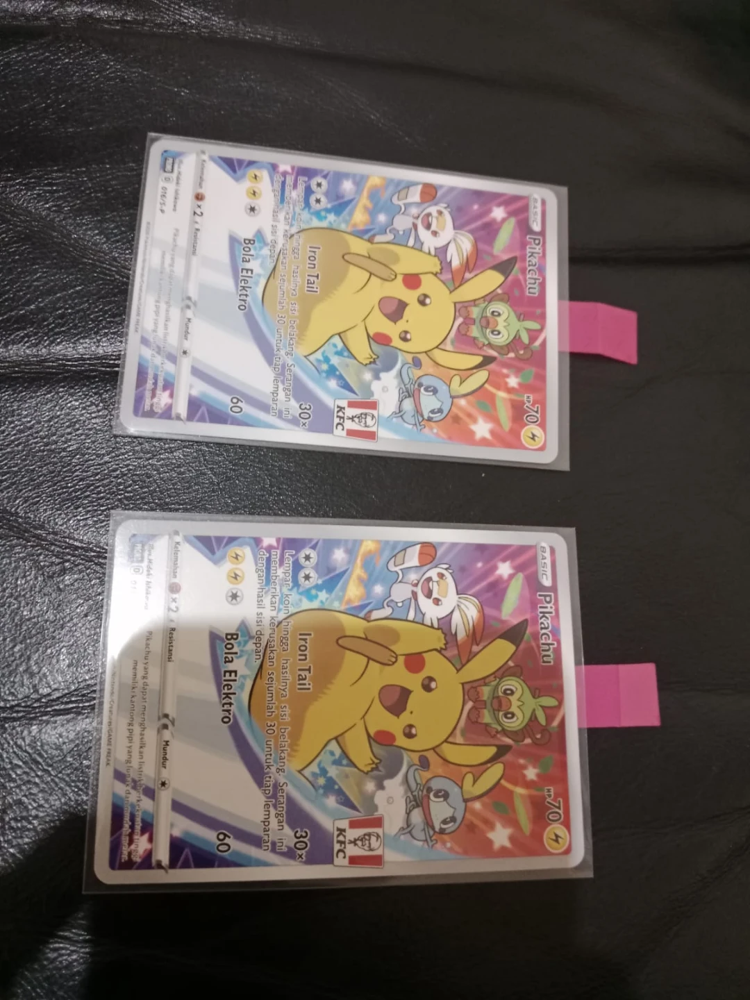Pikachu KFC stamped promo Pokemon cards Indonesian Exclusive