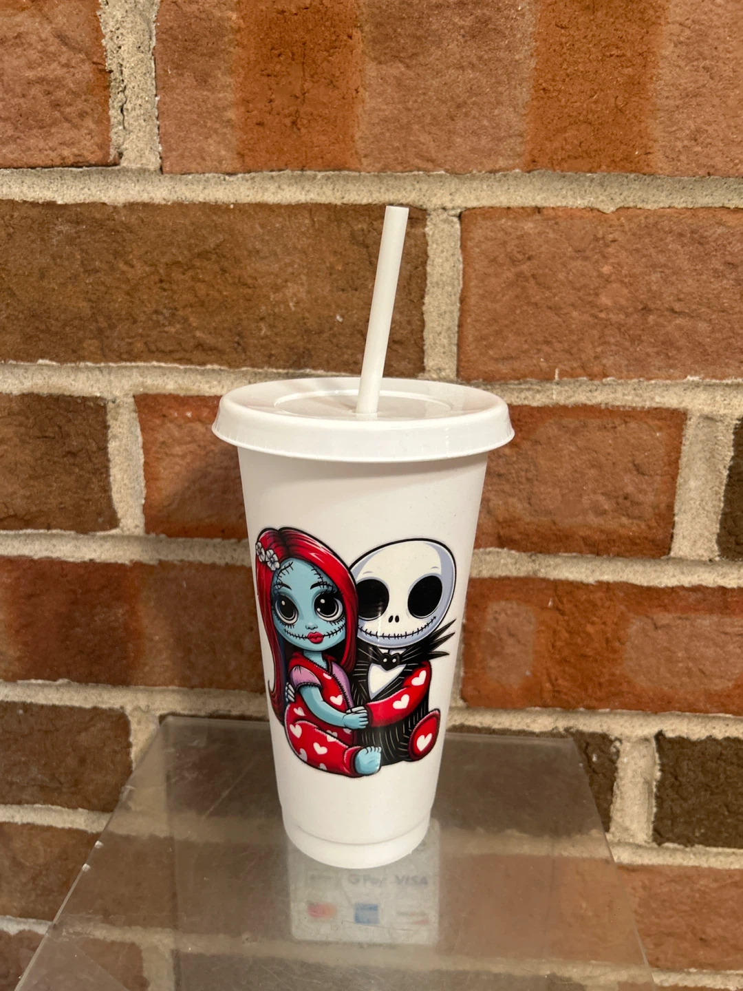 Nightmare  Jack and Sally plastic sturdy cup  with Straw - photo 3