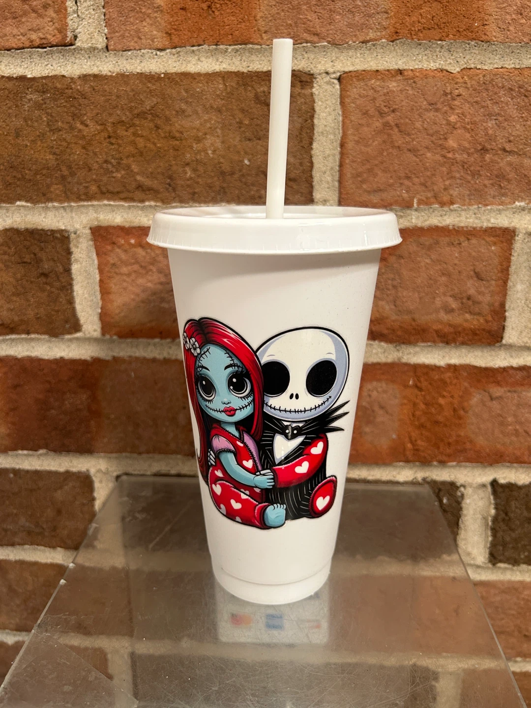 Nightmare  Jack and Sally plastic sturdy cup  with Straw - photo 2