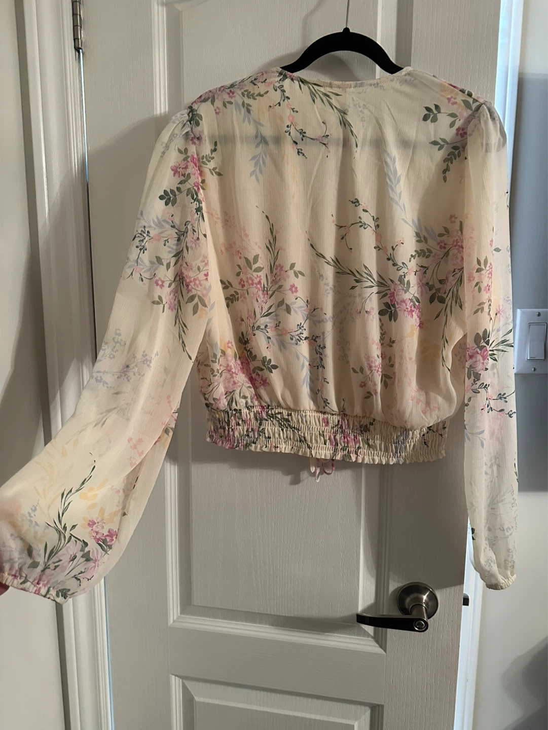 floral long sleeve V-neck blouse XL - photo 2
